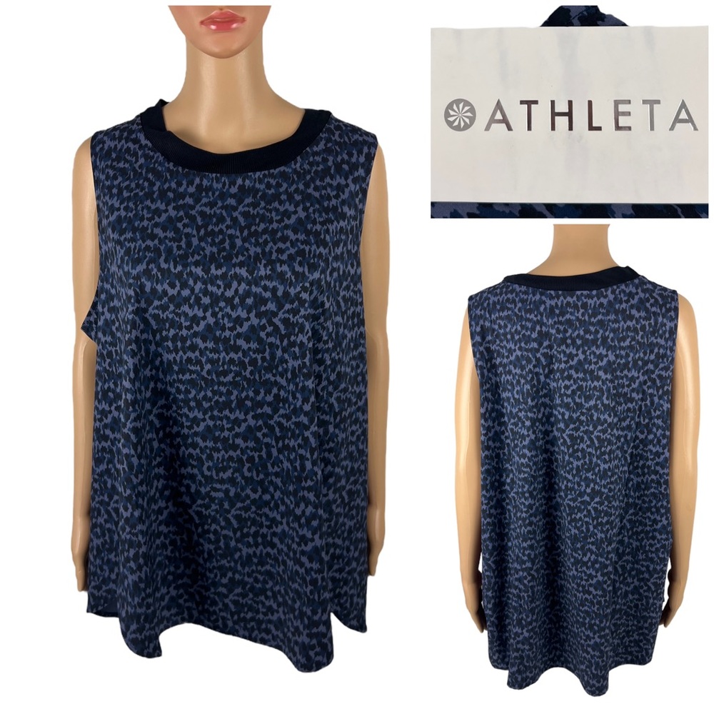 Athleta Womens 2X Zephyr Tank Blue Print Top Blue All Over T Alva NWT $69